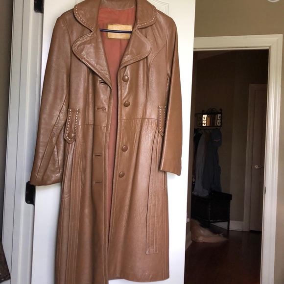 dan di modes Jackets & Blazers - 24k leather trench coat vintage